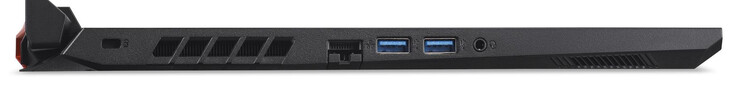 Côté gauche : Emplacement pour un verrou de câble, Gigabit Ethernet, 2x USB 3.2 Gen 1 (Type A), combo audio