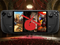 Steam Deck avec la couverture de l'offre et le logo Humble Bundle