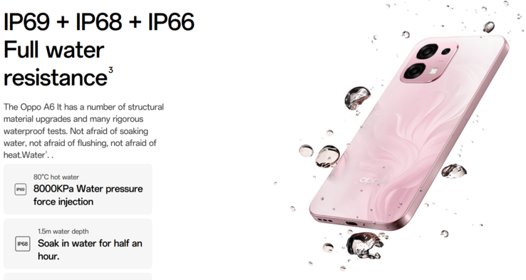 Le smartphone offre une protection contre la poussière et l'eau. (Source de l'image : Oppo)