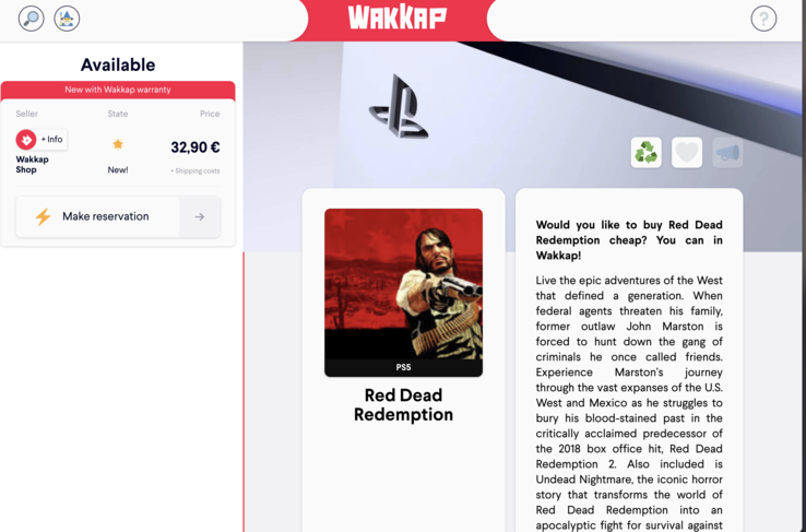 L'annonce de Wakkap, qui indique un prix de 32,90 euros.