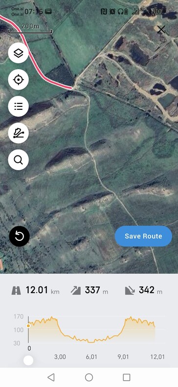 Capture d'écran de la fonction de planification d'itinéraire Amazfit dans l'application Zepp. (Source de l'image : Notebookcheck)