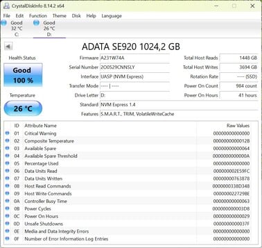 Vérification des performances avec l'ADATA SE920 via USB-C