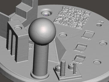 Certains détails ont été perdus lors de la numérisation 3D, comme les filets des petits cylindres