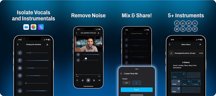 Gaudio Studio utilise GSEP AI pour éliminer les bruits de fond ou séparer les voix et les instruments sur les smartphones. (Source de l'image : Gaudio Lab)