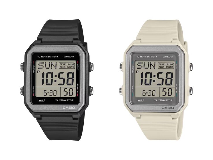 Les montres Casio W221H-1AV (à gauche) et W221H-8AV (à droite)