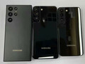 Les modèles Galaxy S22 Note, Galaxy S22 Plus et Galaxy S22 de gauche à droite. (Image source : @heyitsyogesh)