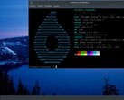 Bureau OmegaLinux 2026.02.21 avec fenêtre de terminal montrant la nouvelle version de base d'Arch Linux