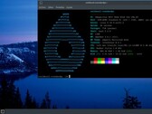 Bureau OmegaLinux 2026.02.21 avec fenêtre de terminal montrant la nouvelle version de base d'Arch Linux