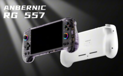 L&#039;ordinateur de poche Anbernic RG 557 sera disponible en deux couleurs - violet et blanc (Source : Anbernic)