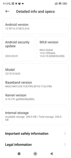 Logiciel du Xiaomi Redmi Note 12 Pro+ 5G