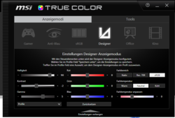 MSI PS63 Modern 8RC - Utilitaire MSI True Color : mode designer.