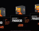 On peut acheter les AMD Ryzen 9 7950X3D et Ryzen 9 7900X3D le 28 février (image via AMD)