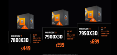 On peut acheter les AMD Ryzen 9 7950X3D et Ryzen 9 7900X3D le 28 février (image via AMD)