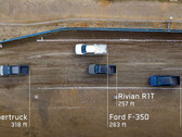 Test de remorquage Cybertruck vs Ford F-350 vs Rivian R1T (image : Tesla)