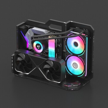 Le boîtier mATX open-air Geeek Exo 1 peut supporter des GPU jusqu'à 335 mm. (Source de l'image : Geeek)
