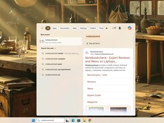 Requête Notebookcheck dans la boîte de recherche de Windows 11. (Source de l&#039;image : Notebookcheck)