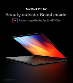 Concept de MacBook Pro 14 M1X. (Image source : @RendersbyIan)