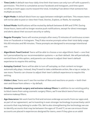 Changements à venir concernant les comptes des moins de 18 ans sur Facebook et Instagram.