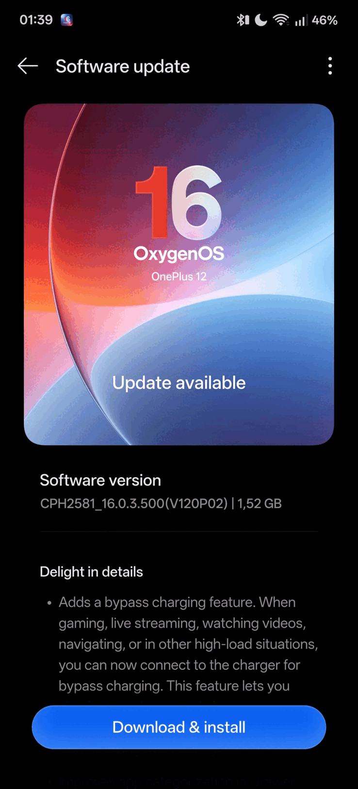 OxygenOS 16.0.3.500 OTA (Source de l'image : OnePlus Community)