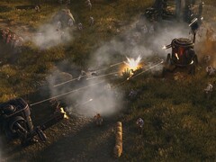 Une image montrant plusieurs mechs dans Iron Harvest, actuellement en vente sur Steam.