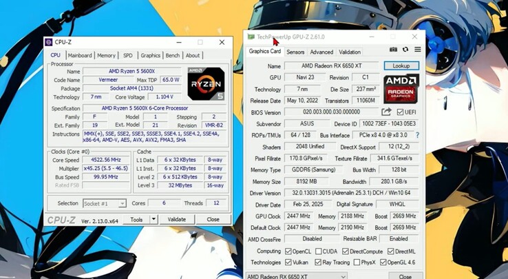 Système de test composé d'un Ryzen 5 5600X et d'une Radeon RX 6650 XT pour les benchmarks de l'émulateur PS5