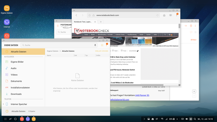 Samsung DeX : le multitâche semble efficace.