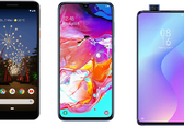 Comparatif des appareils photo de smartphones du milieu de gamme : le Google Pixel 3a face au Samsung Galaxy A70 et face au Xiaomi Mi 9T.