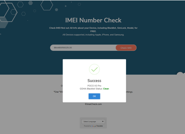 Une base de données IMEI reconnaît le POCO X3 Pro. (Source : IMEICheck)