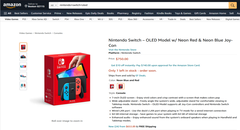 La Switch OLED est disponible... mais avec des réserves. (Source : Amazon)