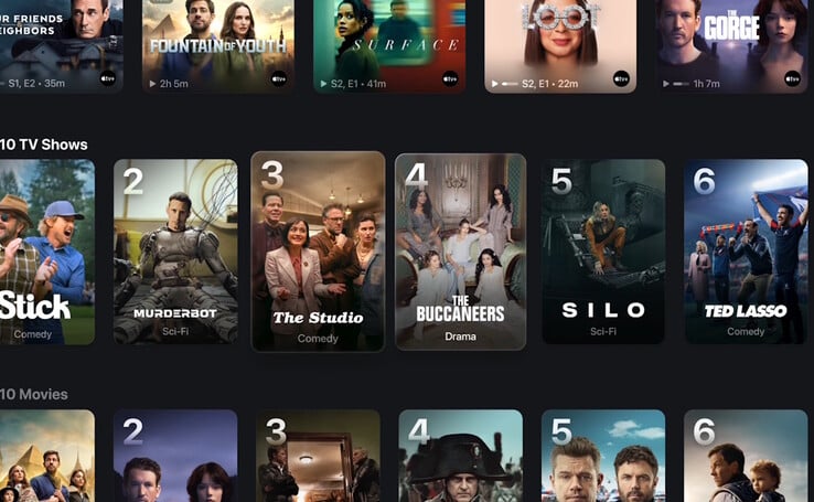 Apple tvOS 26 présente des émissions et des films avec de nouvelles affiches. (Source de l'image : Apple)