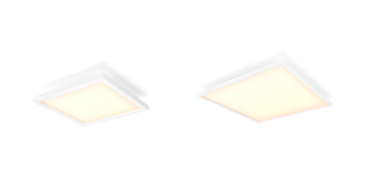 Le Philips Hue Aurelle Panel Sqaure, petit (à gauche) et Square, grand (à droite). (Source de l'image : Philips Hue)