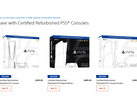 Une capture d'écran des consoles PlayStation 5 certifiées remises à neuf de Sony sur PlayStation Direct