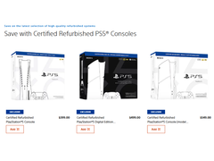 Une capture d'écran des consoles PlayStation 5 certifiées remises à neuf de Sony sur PlayStation Direct