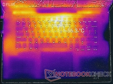 Dell XPS 15 7590 - Relevé thermique : Sollicitations Witcher 3 (au-dessus).