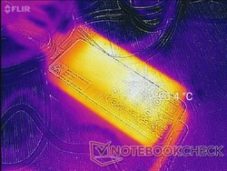 Adaptateur secteur après une heure d'utilisation intensive où les points chauds peuvent atteindre jusqu'à 42 C