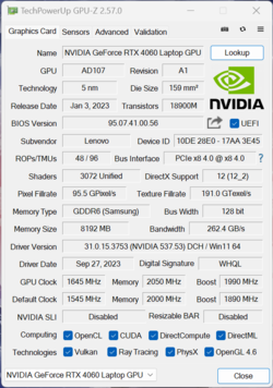GPU-Z GeForce Ordinateur portable RTX 4060