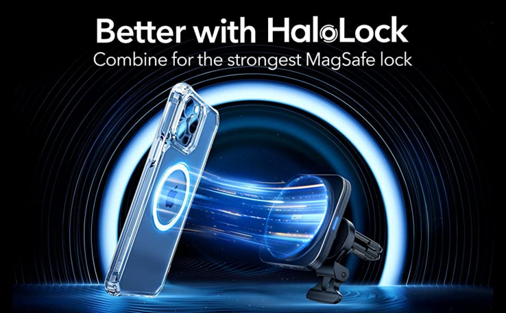 ESR recommande un étui compatible MagSafe pour profiter pleinement des effets du HaloLock mini. (Source : ESR)