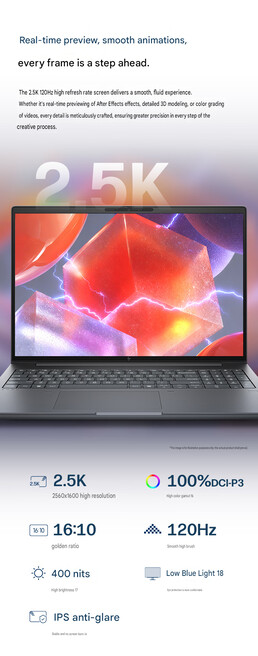 Caractéristiques techniques de l'écran de l'ordinateur portable ZBook X 16 G2ig (traduction automatique)
