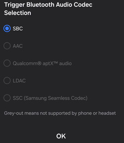 Codecs audio Bluetooth disponibles