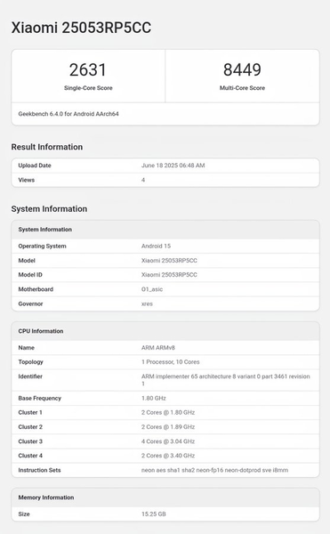 Xiaomi Pad 7S Pro sur Geekbench