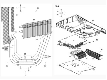 Dessins de brevet illustrant différentes orientations du refroidisseur.
