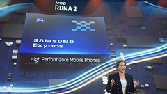 AMD mRDNA 2 dans le prochain Samsung Exynos bat apparemment le dernier GPU Mali, même en cas d'accélération. (Source de l'image : keynote AMD Computex 2021)