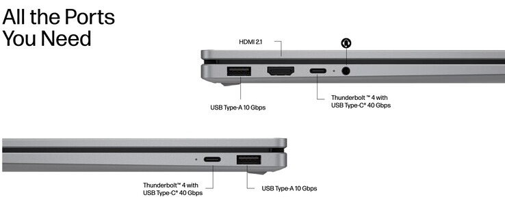 HP inclut des ports USB4 sur les modèles AMD au lieu des ports Thunderbolt 4 présentés ici.