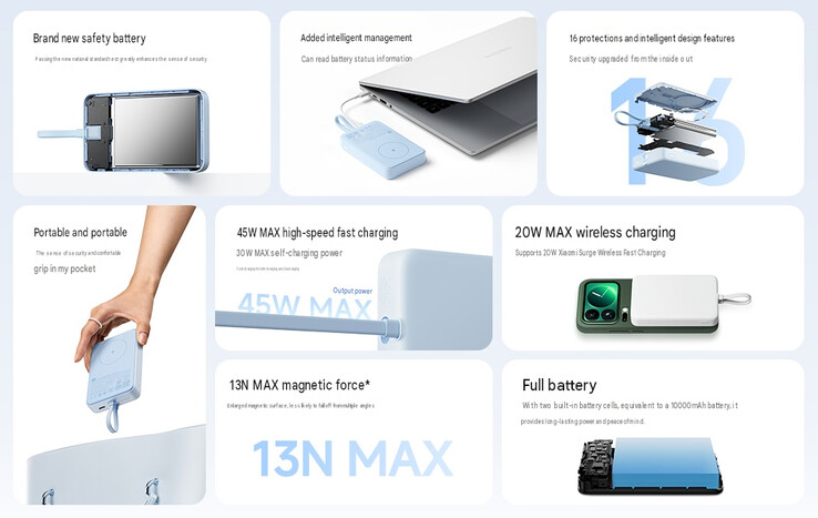 Principaux points forts de la batterie externe de 10 000 mAh non compatible Qi2.2 (traduction automatique)
