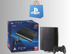 Le logo du PlayStation Store apparaît au-dessus de la console PS3 (Source de l&#039;image : PlayStation Blog avec modifications)