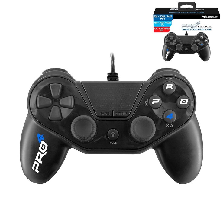 La manette filaire Pro4 de Subsonic pour la PlayStation 4 coûte moins de 20 € sur Amazon. À titre de comparaison, la Dual Shock 4 originale coûte environ 60 €. (Source : Amazon )