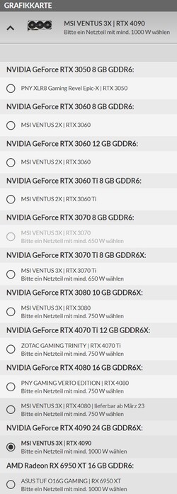 Options GPU (source : Schenker)