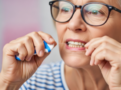 Image d&#039;une femme utilisant du fil dentaire. Le fil dentaire pourrait devenir un nouveau moyen de vaccination (Source de l&#039;image : image générée par l&#039;IA)