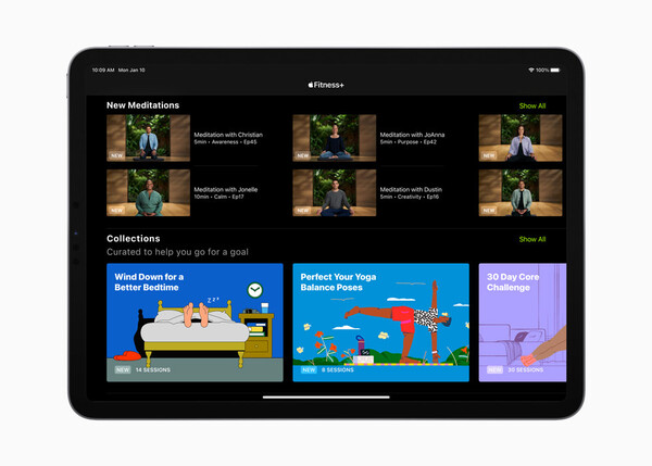 Collections Fitness+ sur un iPad. (Image source : Apple)