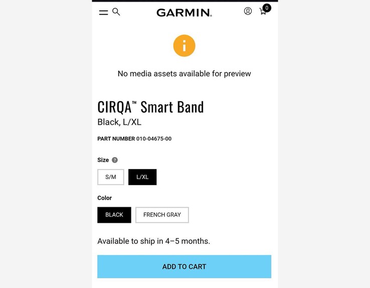 Le bracelet intelligent Garmin CIRQA qui a fait l'objet d'une fuite